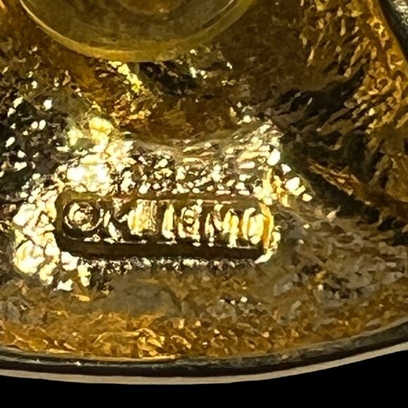 Vintage M Jent Pierced Earrings Enamel and Gold Tone Modernistic - Picture 5 of 7